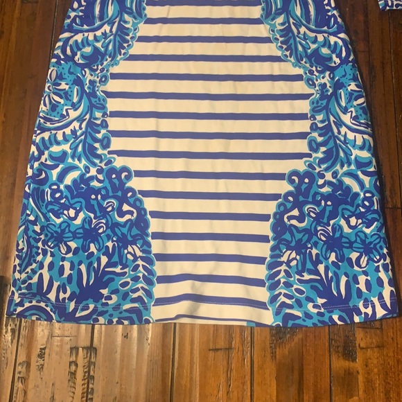 Lilly Pulitzer Nila Blue & White 3/4 Sleeve Dress - Size XXS - Picture 2 of 7
